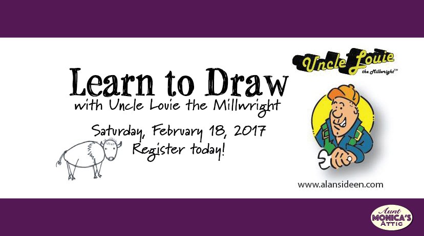 MonicasAttic's tweet photo. Learn to Draw with Uncle Louie on February 18th. Only $7.50 per person! More info: https://t.co/Sf5YeW3FSA #Winnipeg #Transcona #KidActivity https://t.co/rV7Y2y0I8M