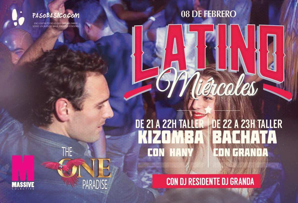 theone_palma's tweet photo. Este miércoles 8Feb, taller d #kizomba con Hany dsd las 21h y luego taller de #bachata con Granda (Dj residente: Dj Granda) #TheOneParadise https://t.co/va0bfCK6Yb