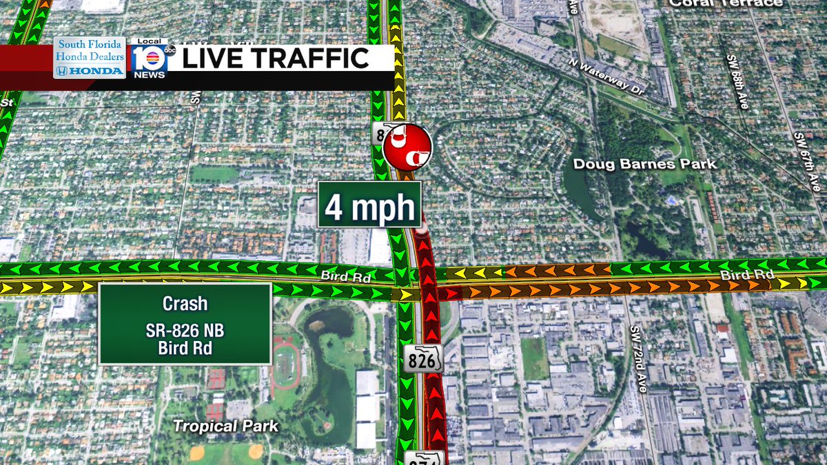 Crash on SR-826 NB at Bird Rd #traffic https://t.co/93eUtmSlw2