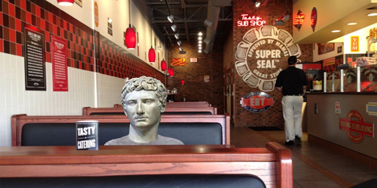 jimmyjohns's tweet photo. When you’re a strong independent Emperor who isn’t afraid to eat alone. https://t.co/NZ2S9OToly