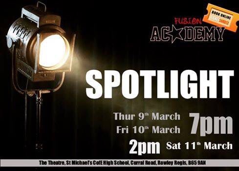 fusionacademy2's tweet photo. Tickets go on sale FRI 10th FEB @ 9am for SPOTLIGHT. Get yours @TicketSource or via our FB Page #TeamFusion #30Days https://t.co/QYRXS1MErr