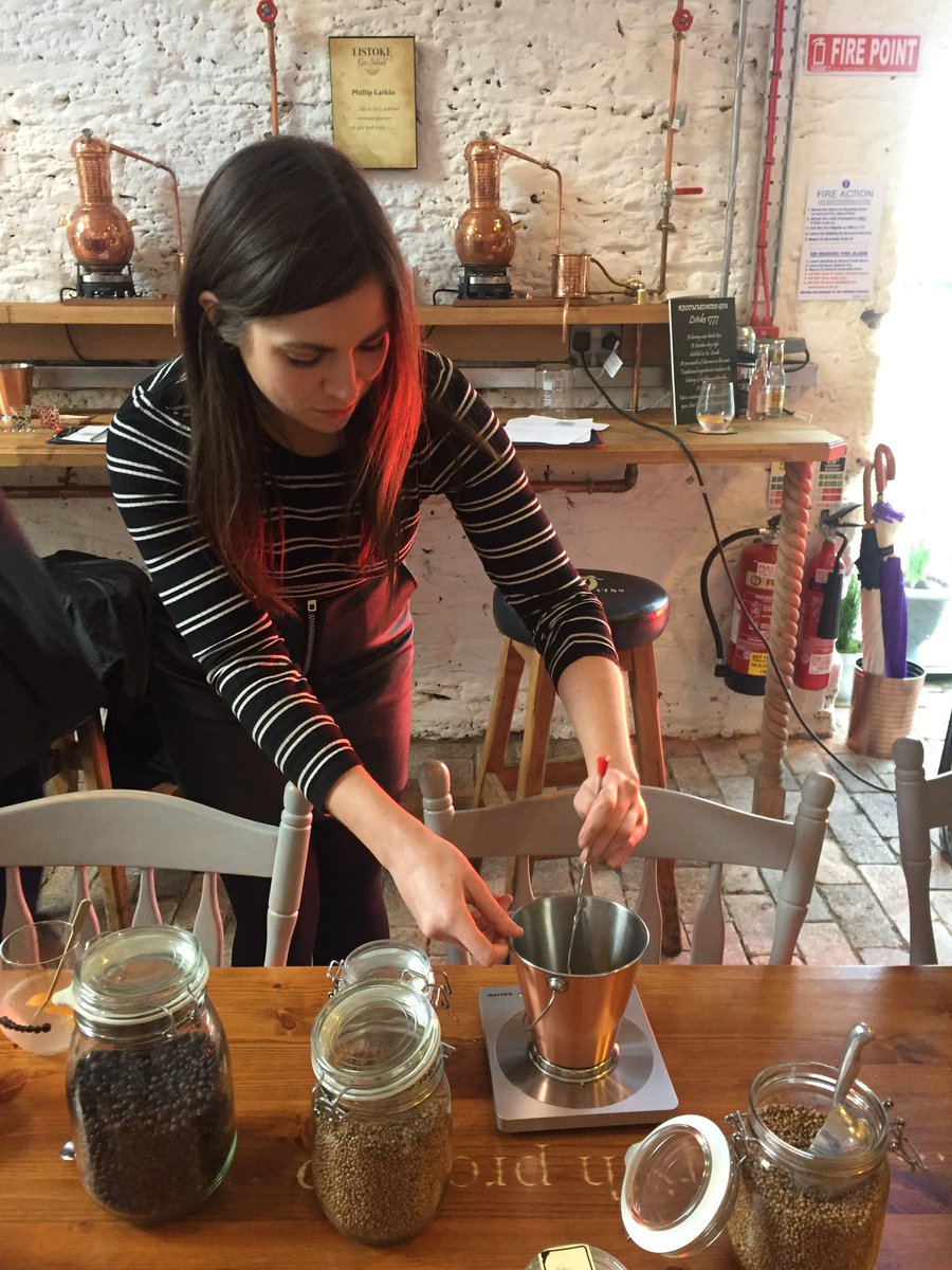 stellarmagazine's tweet photo. Mixing in aaalll the good stuff at @listokedistill! This batch of #gin had jasmine, cumin, cassia and lemon ๐ #listokegin https://t.co/JZ7CSrkA3Q