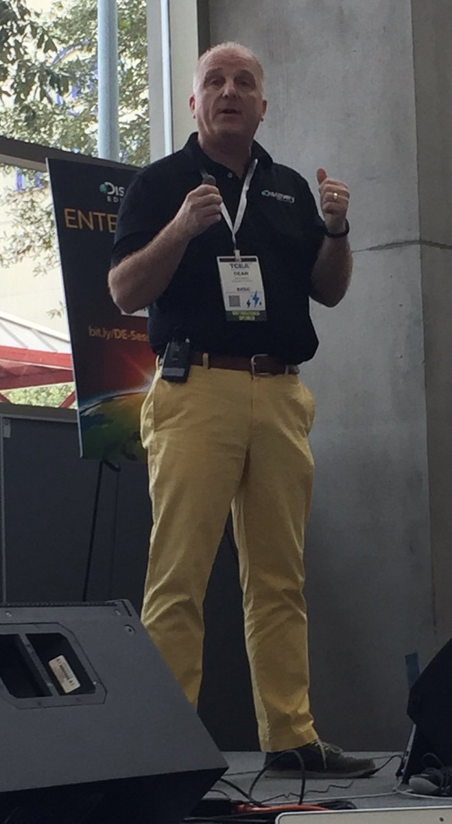 LeaAnne's tweet photo. @shareski presenting Confessions of a Network Learner at #TCEA17 #yellowpants #deanisms https://t.co/H3IqBSLQqc