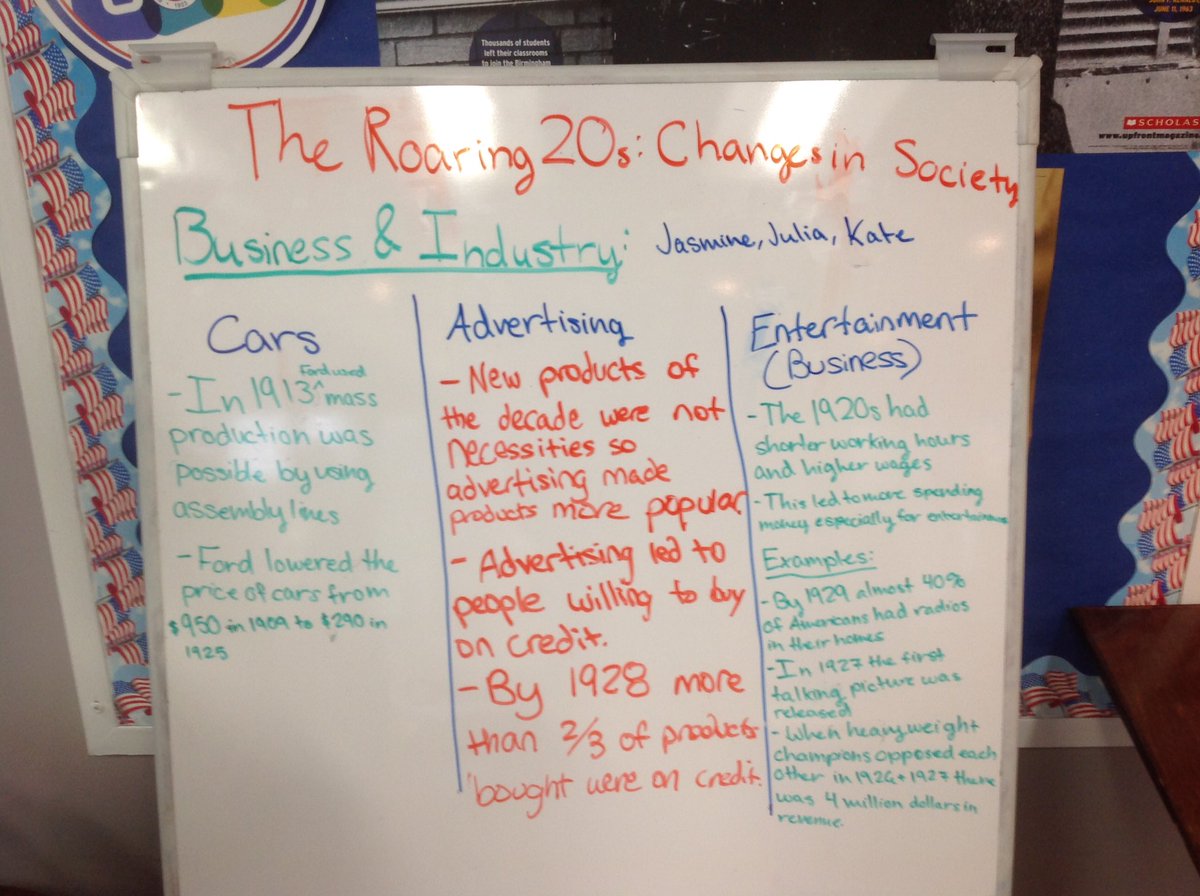JuliaG_bcds's tweet photo. Changes in the 1920s- Business and Industry
#BCDSHist8 https://t.co/LxLICxjN5Z