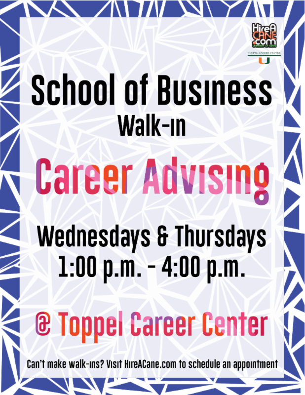 UMBusUndergrad's tweet photo. Weds &amp; Thurs from 1pm - 4pm, reps from Toppel are available for walk-in career advising. Appts can also be made on https://t.co/yfZnmrTHmW! https://t.co/loXa5VVRut