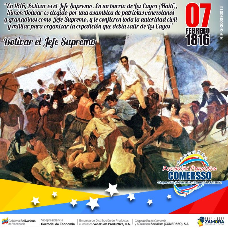 comerssovzla's tweet photo. Hace 201 años Simón Bolívar fue designado como jefe supremo de las fuerzas patriotas para encabezar la lucha por la independencia de Vzla https://t.co/1DpmaSQLxb