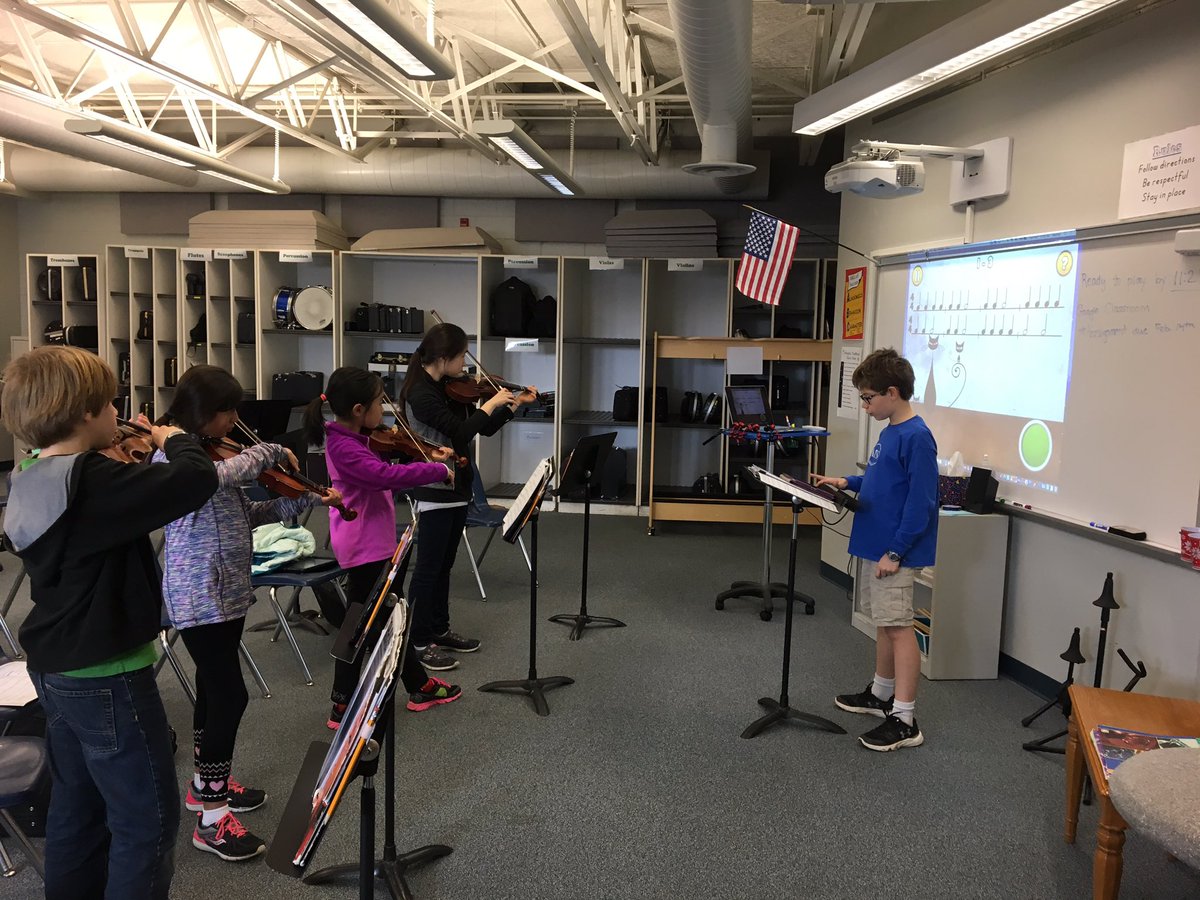 DHMSBand's tweet photo. 5th grade string ss practice straight bowing tech w/ #rhythmcat - thanks @teachorchestra for the ideas! @APS_ATS https://t.co/JRJHNvbvrE