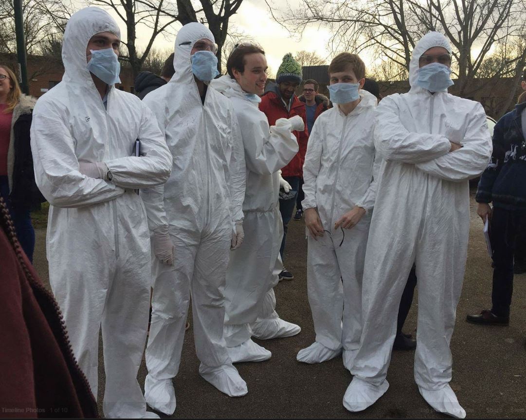 Ion_busters's tweet photo. Some #iontrapping preparation processes take place in a clean room. Unfortunately, a fire drill required us to be out at that very moment ! https://t.co/zEKztLeErk