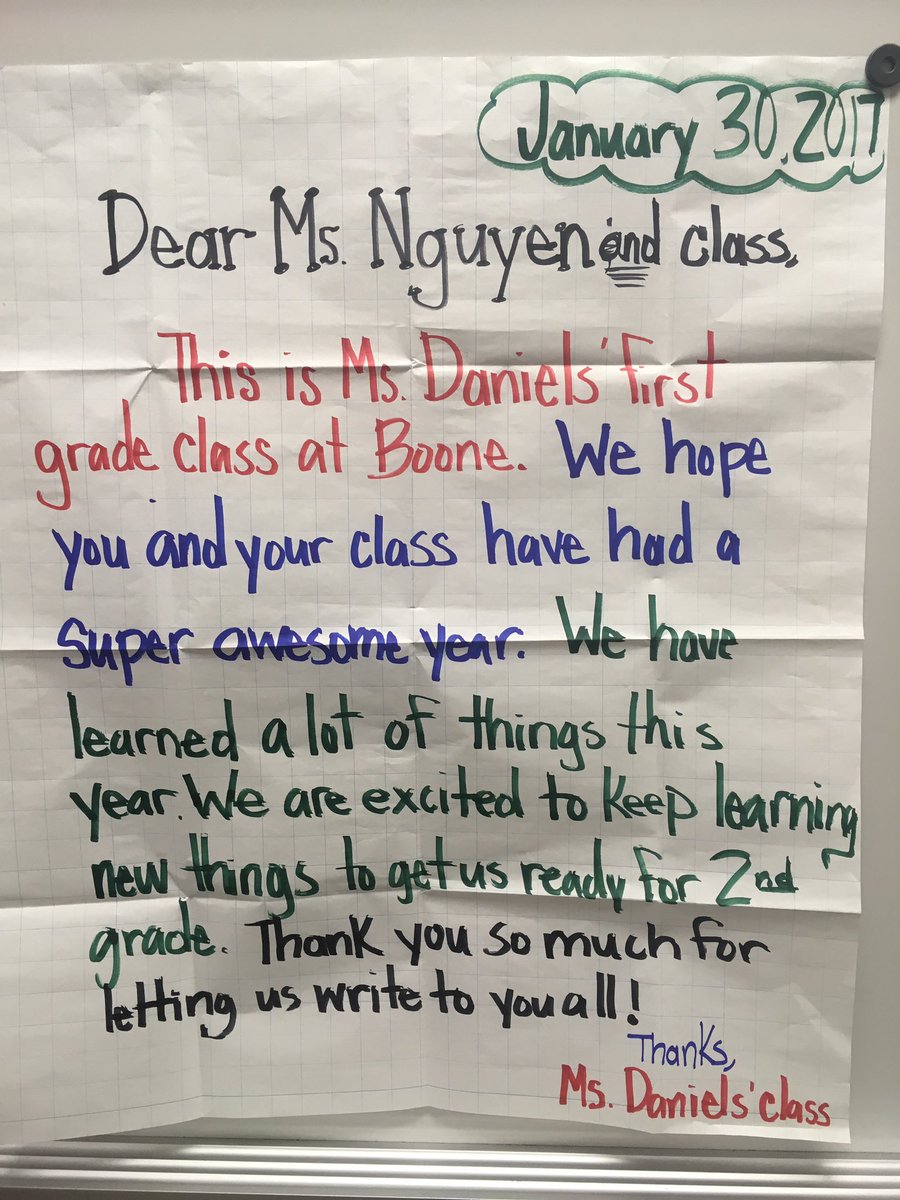MsNguyensClass's tweet image. Look what we just received in the mail!! A letter from Ms. Daniel&apos;s class from Boone Elementary! Can&apos;t wait to write back!