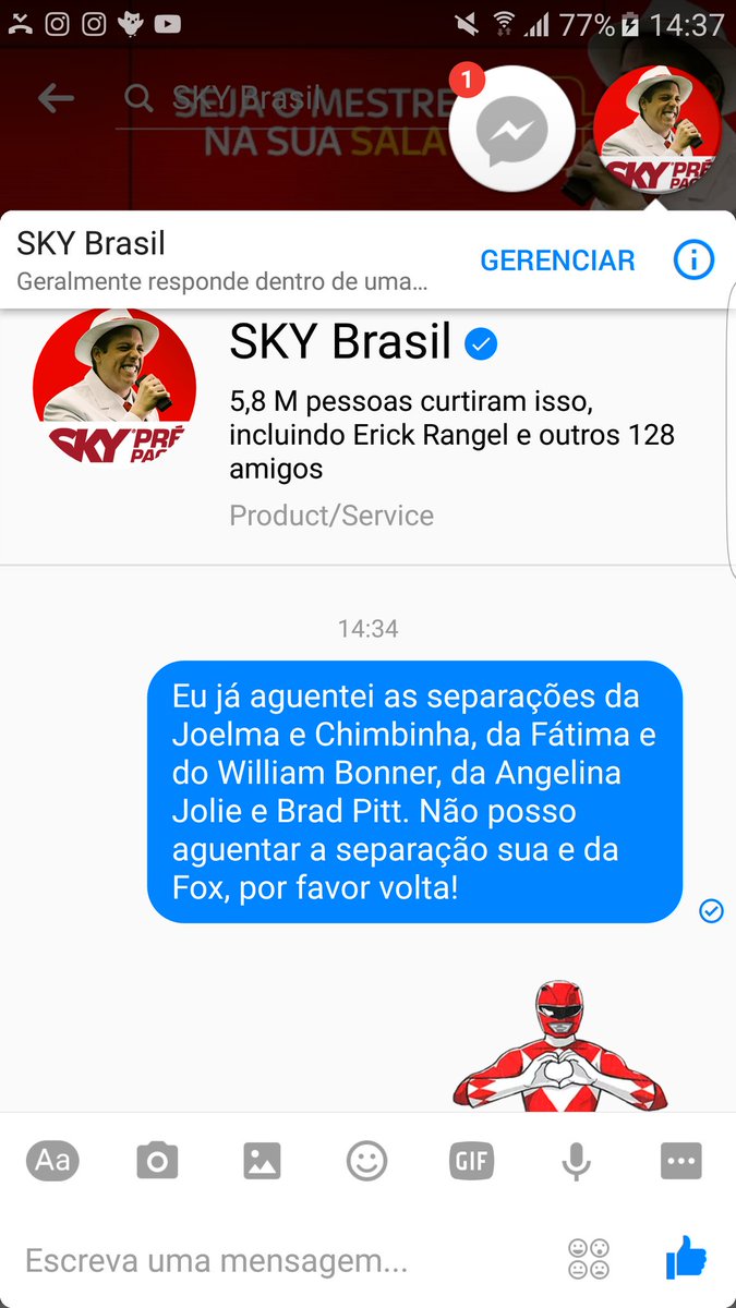 carlosjean171's tweet photo. A Sky não renovou com a Fox, tive que mandar mensagem kkkkkk #Voltafox https://t.co/rG4feBsLPg