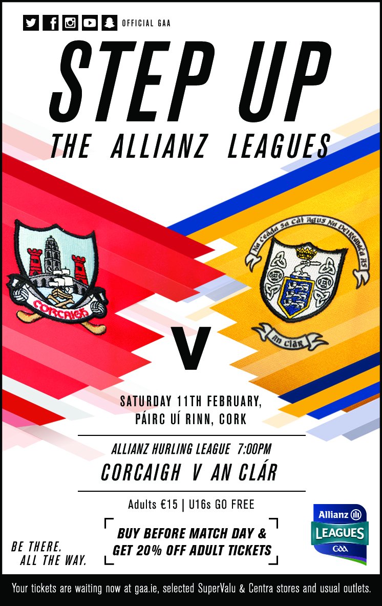 OfficialCorkGAA's tweet photo. Pre-Purchase your ticket for €12 and save 20%. Tickets are available from https://t.co/1yOxBBOQGK and selected SuperValu and Centra shops https://t.co/nbkTbYoSiX
