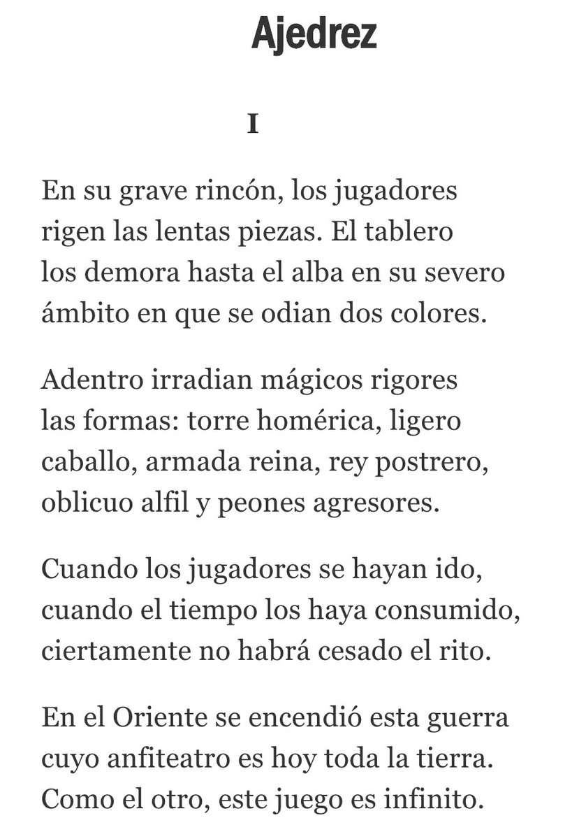 El Ajedrez Moderno sur Twitter : &quot;Poema de #Borges En su grave rincón, los  jugadores rigen las lentas piezas. El tablero los demora hasta el alba...  https://t.co/OWNFuq3GI5… https://t.co/48cPvTxGag&quot;