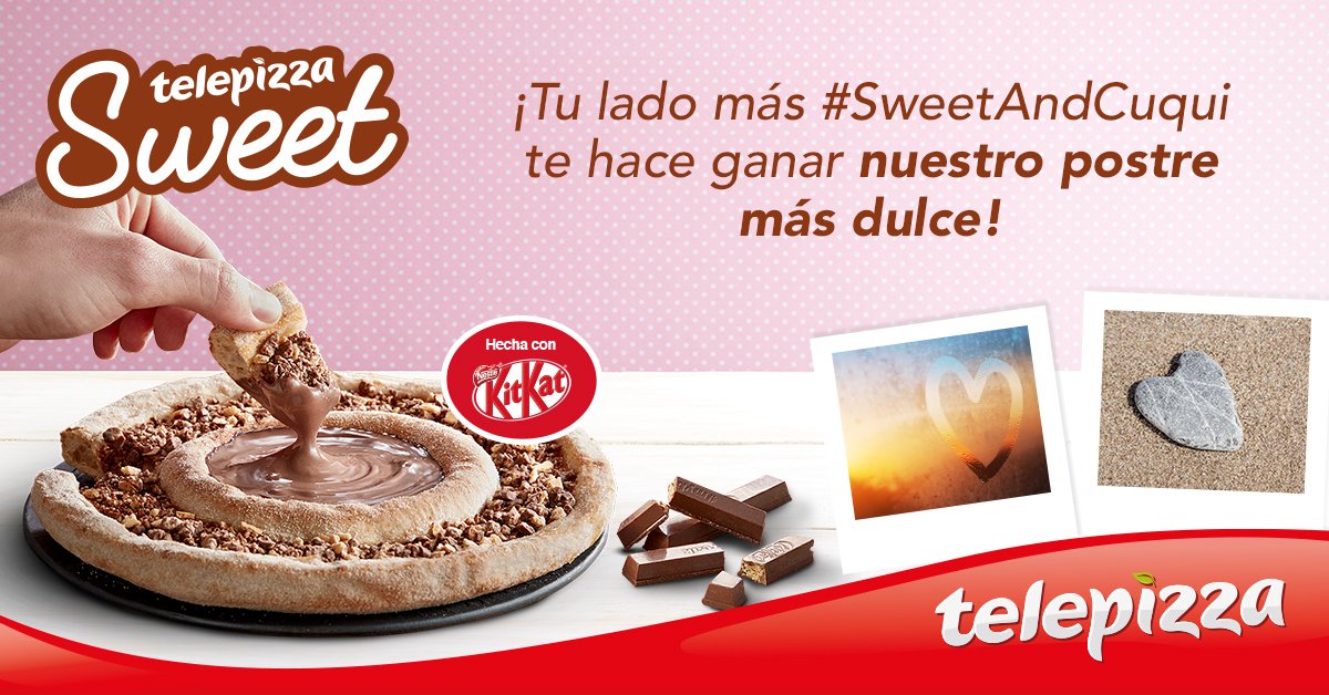 telepizza_es's tweet photo. RT si quieres GRATIS una Telepizza Sweet con KIT KAT 🍕🍫

Participa en #SweetAndCuqui https://t.co/IE1Fja8my8