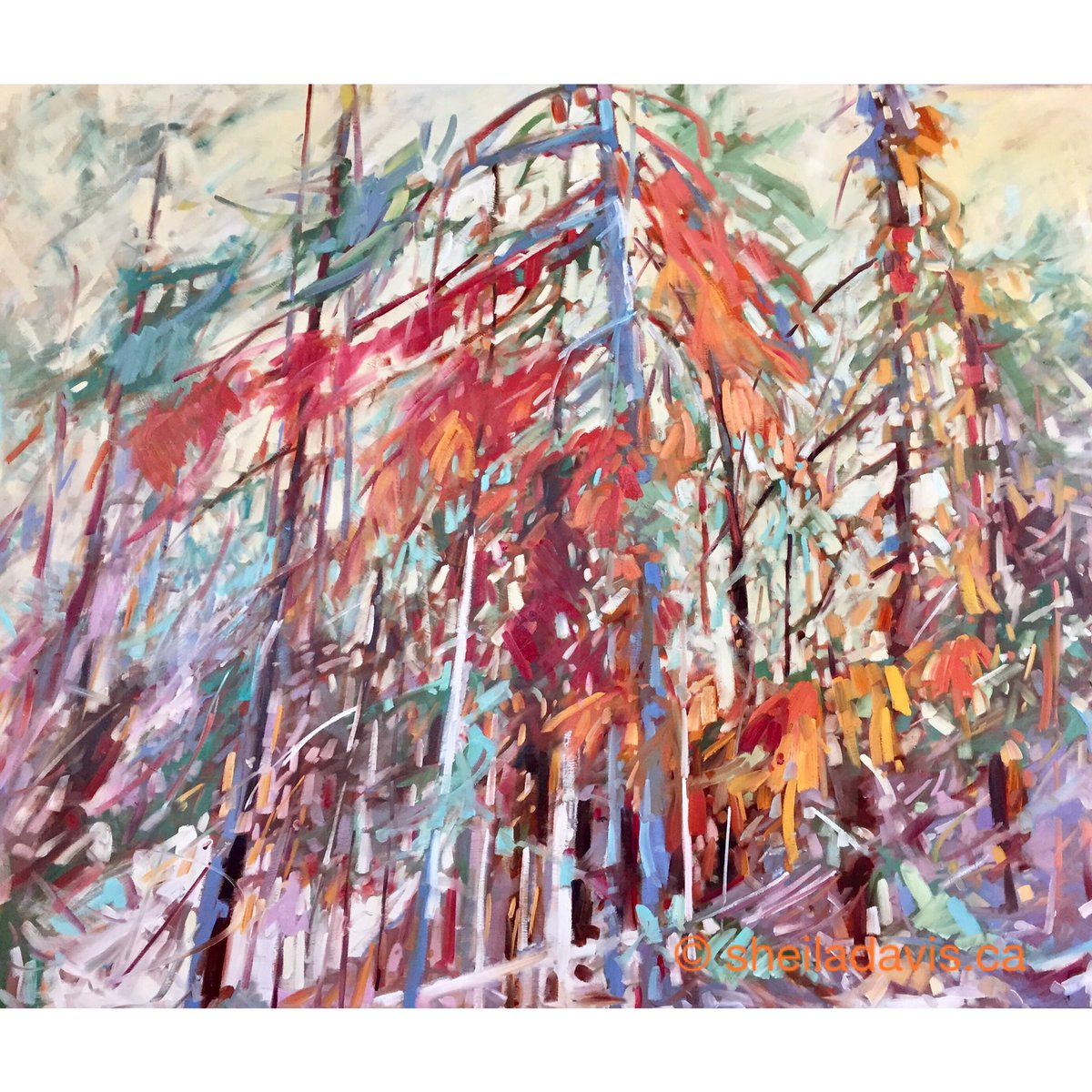 sdavisartist's tweet photo. 'Fire and Ash' O/P 40x48 #sheiladavispaintings #canadianart #canadianartist #landscapesart #impressionism #fineart #ontheeasel #inthestudio https://t.co/7JuBV58g6g