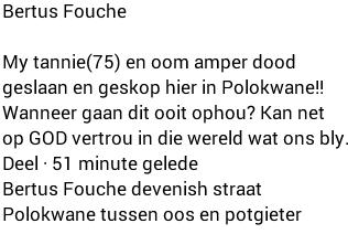 SAgenocide's tweet image. PIETERSBURG ELDERLY WOMAN BEATEN