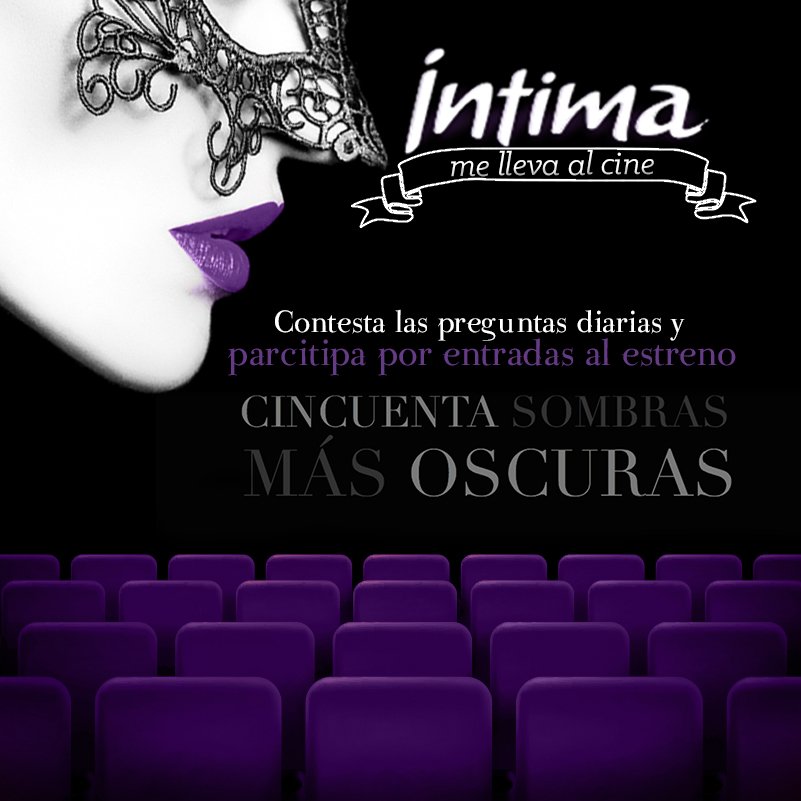 IntimaEcuador's tweet photo. Íntima te invita a participar por entradas al estreno de "Cincuenta sombras más oscuras" sigue los pasos en Facebook para ganar! #TEMI https://t.co/g6CetoZ5h2