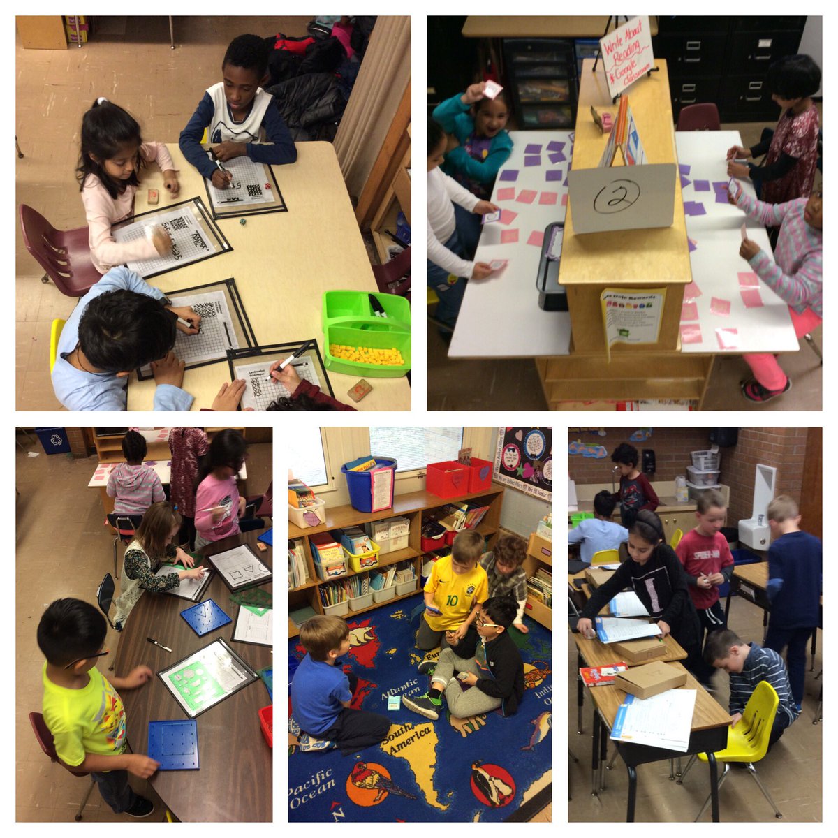 LynnCrest02's tweet photo. 2CS is exploring in math today! #arrays #clockconcentration #geoboards #shapes #AdditionTopIt #MathBoxes #BeattheCalculator @CoachOsborne https://t.co/7q3AoF8ImD