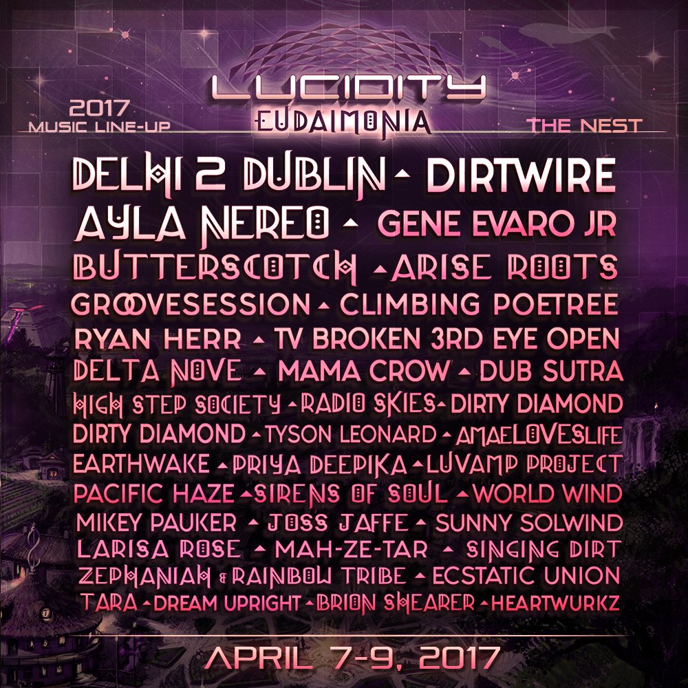 OnceUponAFest's tweet photo. ~*Lucidity Lineup Release*~ #LucidityFestival is thrilled to announce our Music Lineup for 2017: Eudaimonia. #music https://t.co/8O0ECnTnwM https://t.co/rdIKTFN3ax