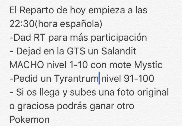 Mystic0Team's tweet photo. A las 22:30 os espero a todos con Tyrantrum. Lo vamos a hacer como ayer cada 10 min RESUBI y luego limpio la GTS. No subáis antes de 22:30 https://t.co/BZN1j2gh3d