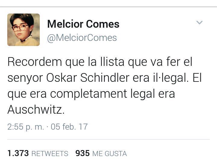 MelciorComes's tweet photo. He rebut tants insults del facherío que he esborrat el tuit, però ara em torno a sentir valent i el penjo de nou. https://t.co/nJ867wWtni