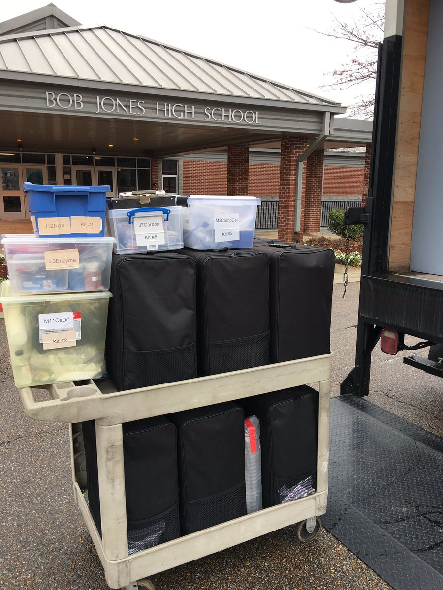 JenHutchEDU's tweet photo. Oh yeah - about $15,000 worth of science equipment for @BobJonesHigh science Ts to use for a few weeks!! #AMSTIworks #justsayin https://t.co/G8Vpk3B5x7