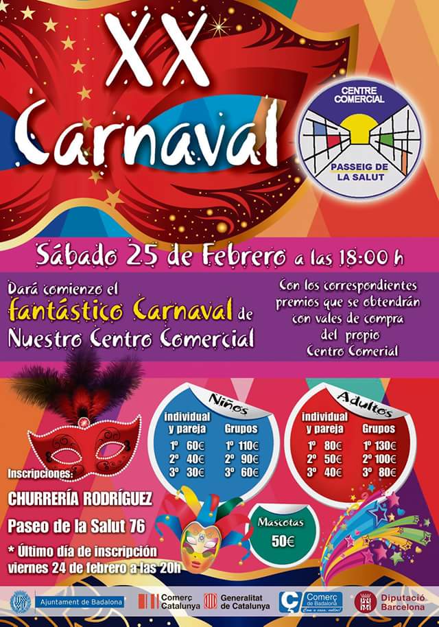 JA HO TENIM TOT PREPARAT PEL " XX CARNAVAL " AL PASSEIG DE LA SALUT.
JA ET POTS INSCRIURE A." XURRERIA RODRIGUEZ "( Passeig de la Salut 76 )