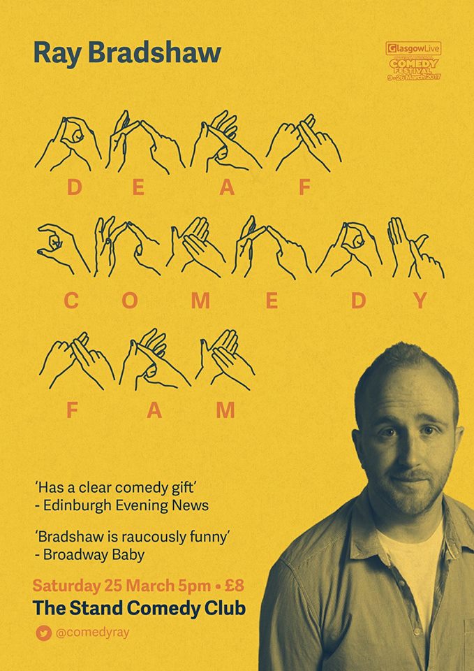 WhatsOnGlasgow's tweet photo. .@GlasgowComedy: Join @ComedyRay and hear about what it was like growing up with deaf parents. @StandGlasgow
https://t.co/faL1RIHTUk https://t.co/yNxl3P87Mw