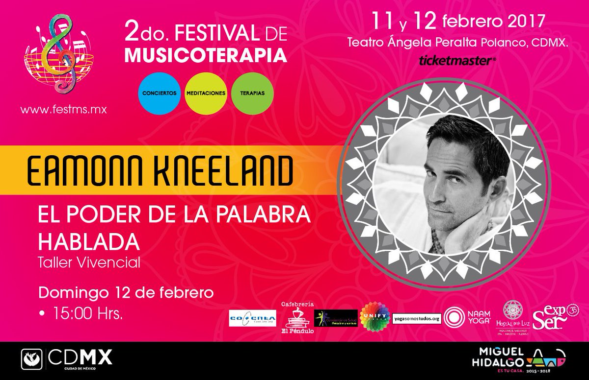 FestMusicoterap's tweet photo. @EamonnSean estará presente en el #FestMS, demostrando algunas fórmulas habladas, acompañadas de #Música, durante su #Taller vivecial. https://t.co/SJcXVHSyR9