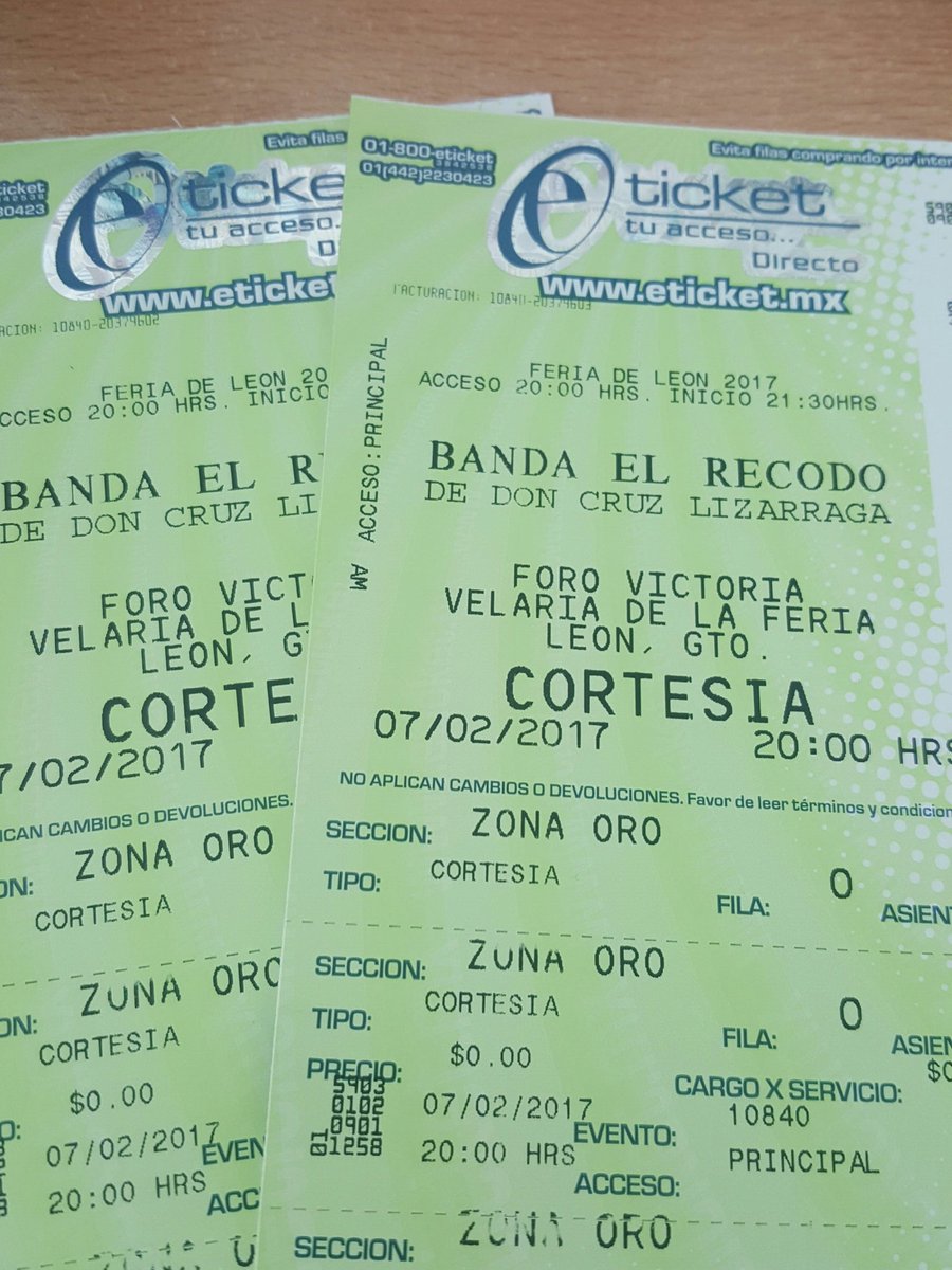 FeriaDeLeon's tweet photo. Si este tuit llega a 100 RT 🔁 hacemos dinámica para ganarte este pase doble para ver a @ElRecodoOficial ¿cómo ven?😉 https://t.co/wJV5naedus