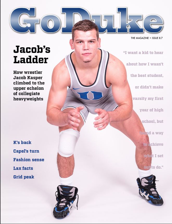 DukeWRES's tweet photo. Check out who made the cover of Feb. issue of GoDuke the Magazine! Come check him & the #BlueDevils out tomorrow vs. UNC at 7 PM. https://t.co/jnrXQh08bg