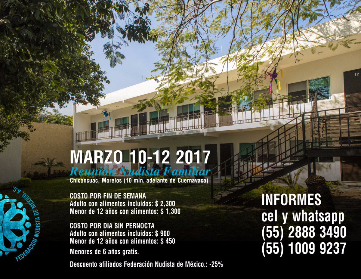 FedNudistaMx's tweet photo. #ChiconcuacMorelos
Reunión nudista del 10 al 12 de marzo 2017 https://t.co/X2NvxoaCbX