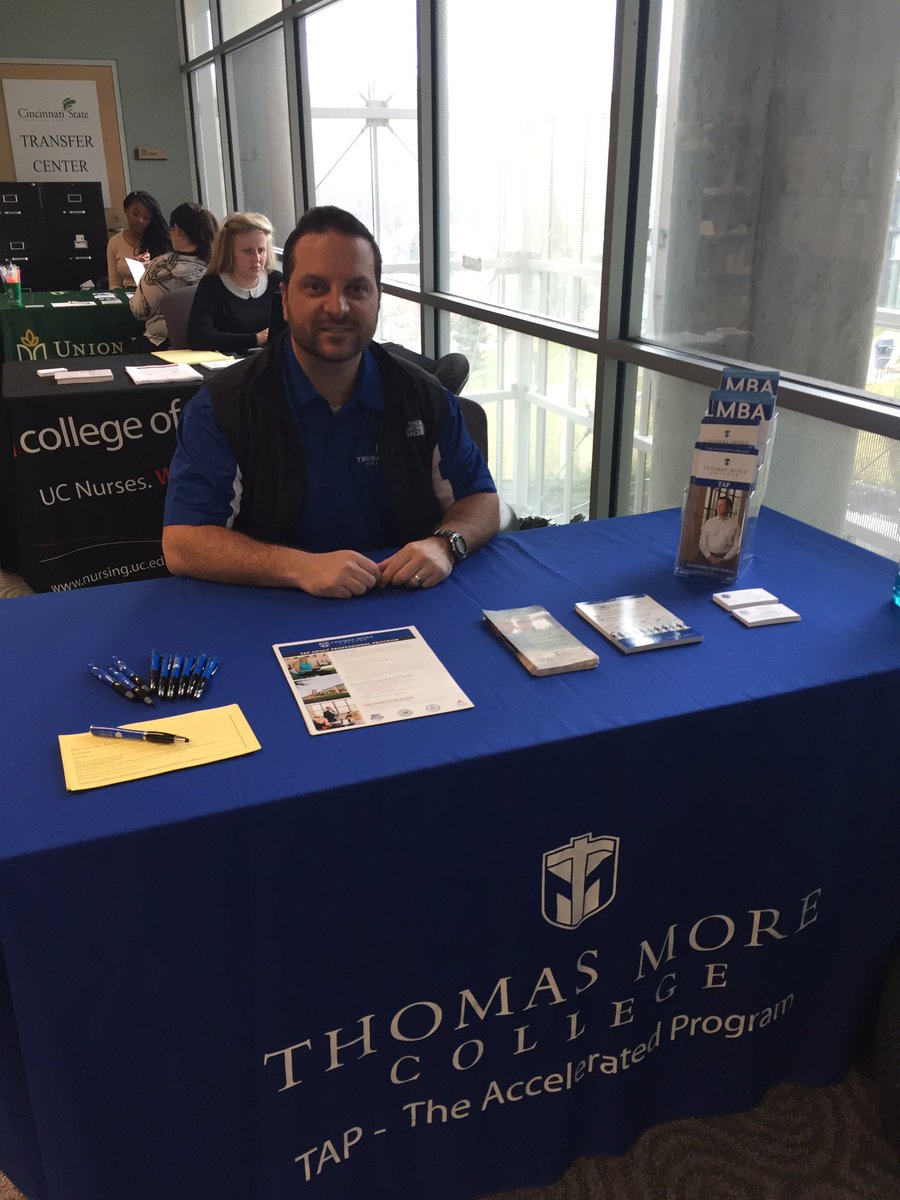 LWaide_TAP's tweet photo. @ThomasMoreTAP is at @cincistate   to answer your questions. Earn your degree while you work- evening and online options! #ImaTMCSaint https://t.co/6mXPJClXAa
