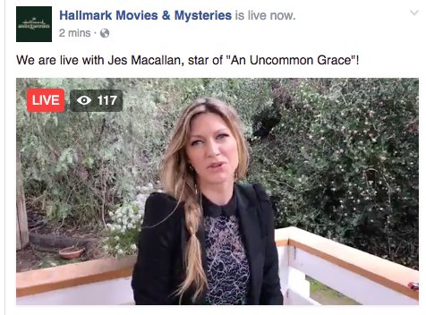 hallmarkmystery's tweet photo. Watch star of #AnUncommonGrace @jesmacallan #FacebookLive here https://t.co/YIjocIMXmo https://t.co/a4hnFo1UAf