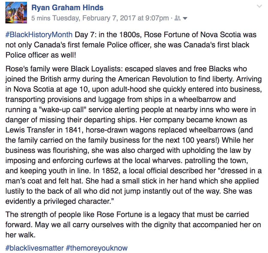 ryanghinds's tweet photo. #RoseFortune, Canada's first black police officer AND Canada's first female police officer! #BlackHistoryMonth icon from #NovaScotia https://t.co/WNnc0Xo0q2