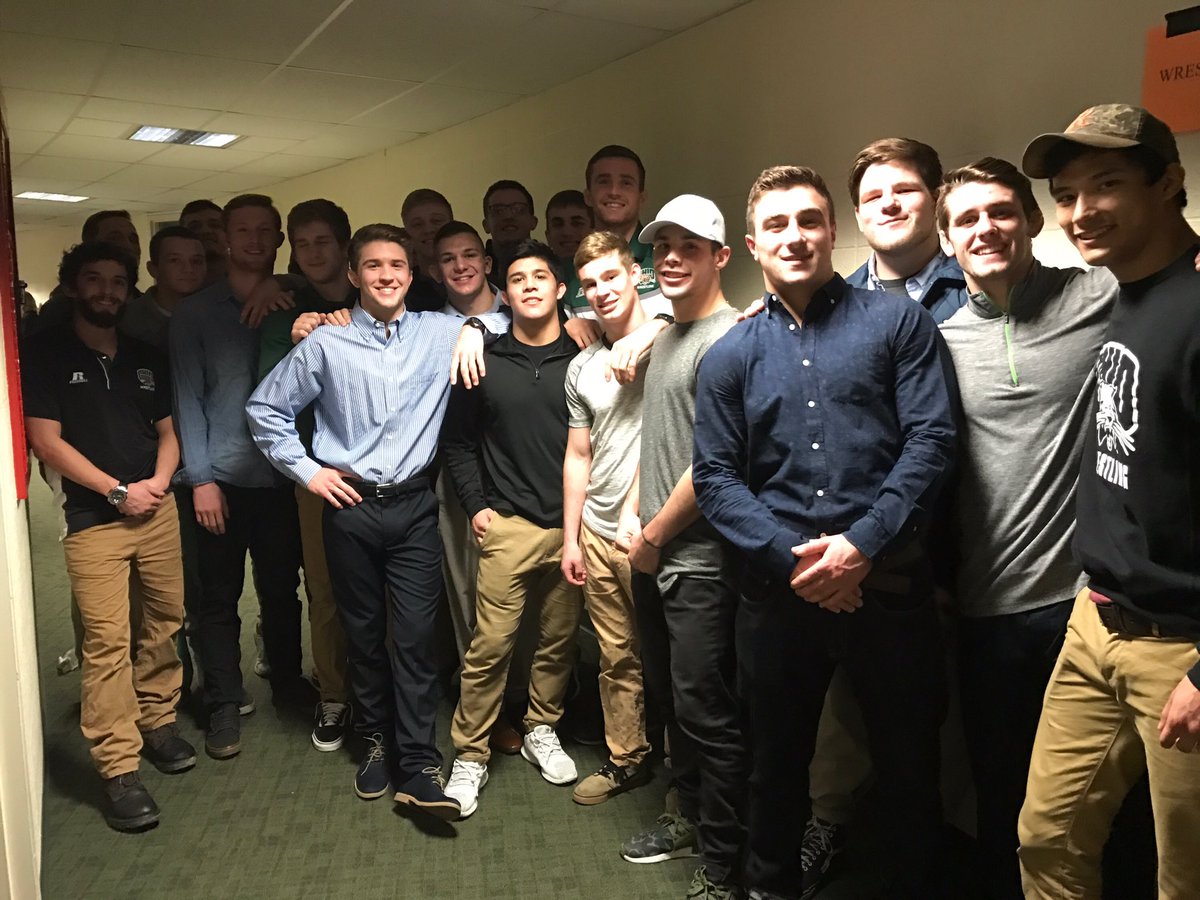 OhioBobcatsWR's tweet photo. Bobcat wrestlers perform on and off the mat! Honor roll is a typical thing for our guys, with 27 receiving a GPA over 3.0!! #BleedGreen https://t.co/flfqGrfLMv
