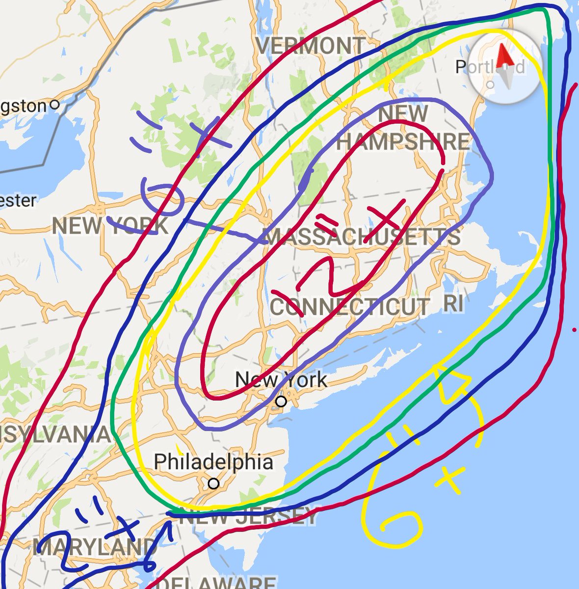 weathergeek312's tweet photo. Rough snowfall forecast map. #nesnow https://t.co/fY6nNgTjyG