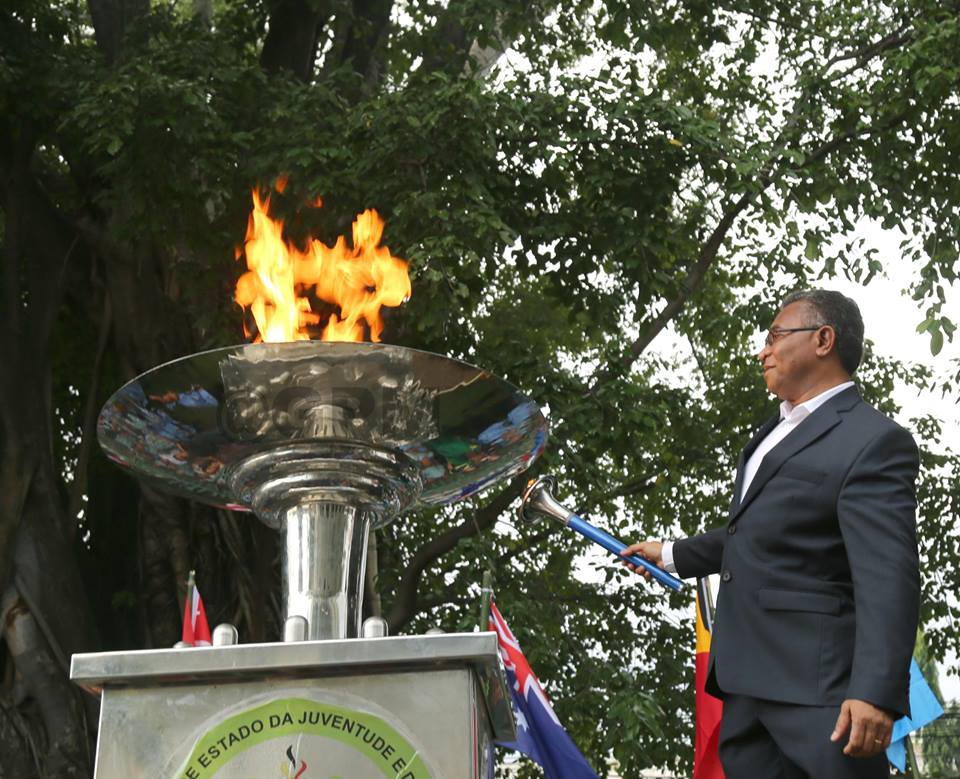 PMofTL6and7arch's tweet photo. #TimorLeste PM participates in 2nd #PeaceRunSriChinmoy (07-09/02). Pres. National Parliament &amp; PM receive #peaceaward. PM lights #peacetorch https://t.co/IroNy7ou4E
