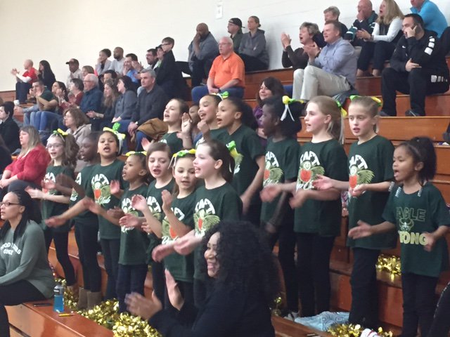 Taft_PLS's tweet photo. The Pep Club cheered on Coach Kalsek and the 8th grade Lady Eagles to a victory tonight over Hoover. #GoEagles #Spirit #PlainLocal https://t.co/IzG7Cwku1T
