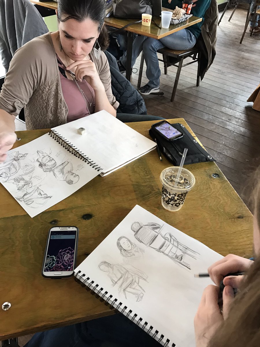 KGjerdset's tweet photo. Drawing in the great company of people and beverages @ColectivoCoffee in #Wauwatosa with my students. #art @InsideWLC https://t.co/xVYhBsuhUT