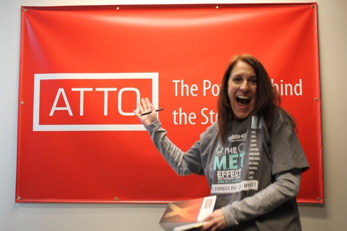 BroadcastBeat's tweet image. @CMowry_ATTO of @ATTOTechnology looks great in her #NABShow shirt! You know you want one! E-mail: ryan@broadcastbeat.com @NABShow