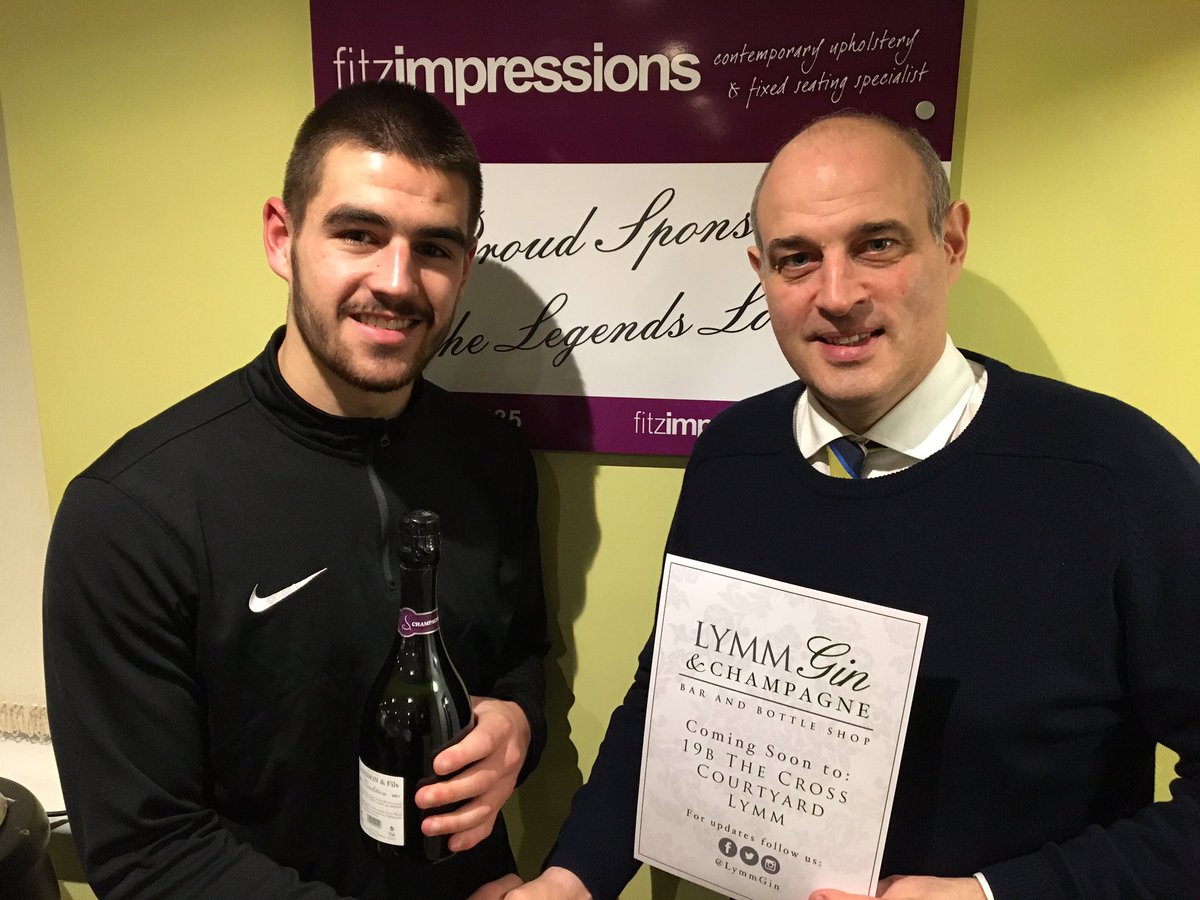 <a href="/theyellows/">Warrington Town FC</a> Man of the Match Evan Gumbs with Chairman <a href="/ChairmanWTFC/">Toby Macormac</a> big thank you to sponsor <a href="/LymmGin/">Lestveldter's</a>