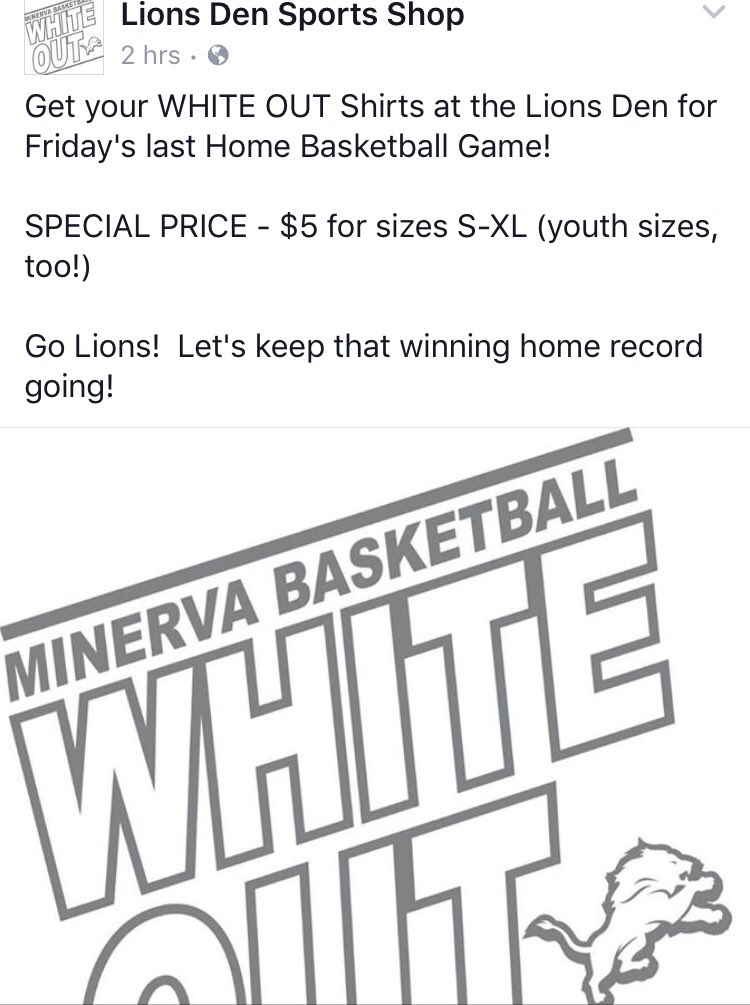 If your going to the last Home Basketball Game Friday make sure you wear your white. Go Lions!