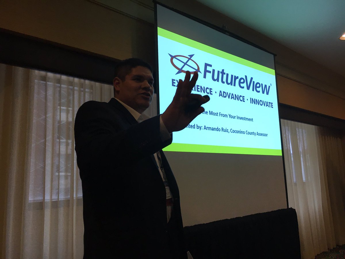 MichaelMtc48's tweet photo. With Assessor Ruiz at #FutureView17 .@Pictometry conference, explaining how jurisdictions can get the most ROI on their imaging investment. https://t.co/rS5EkosDBq