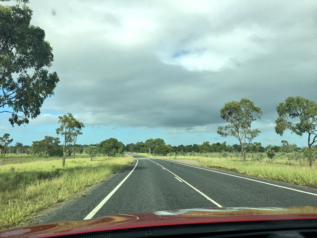 RachelRiga's tweet photo. Hitting the road with rural reporter @LaraWebster17 to pick up stories in #MtCoolon & #Clermont! If you see us come hello! @ABCTropical https://t.co/hXKYk8cZRQ