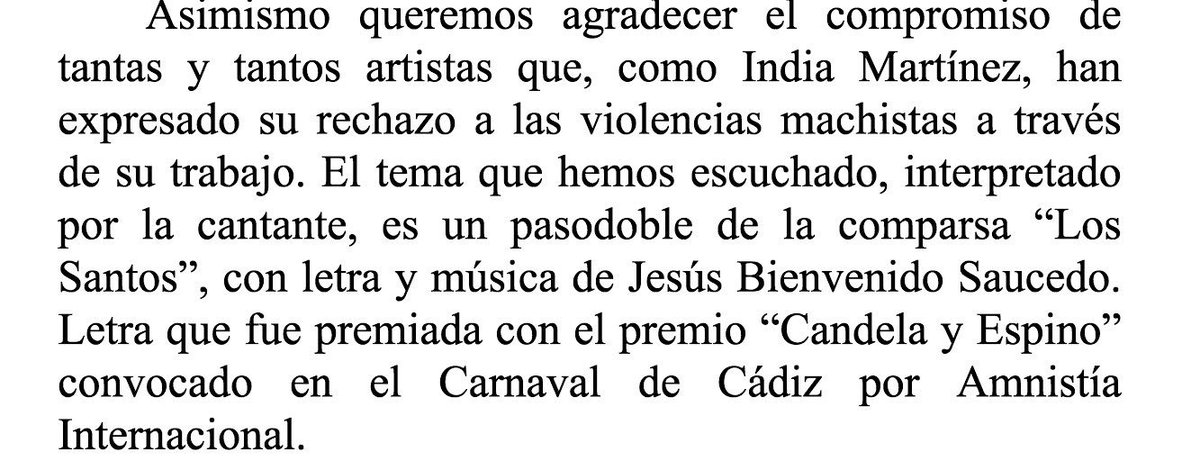 7N_Aguilas's tweet photo. Gracias @IndiaMartinez por tu compromiso contra la violencia machista. Te dedicamos estas palabras en el manifiesto. ¡Gracias!Un abrazo.😊💜 https://t.co/wGXeEULNpA