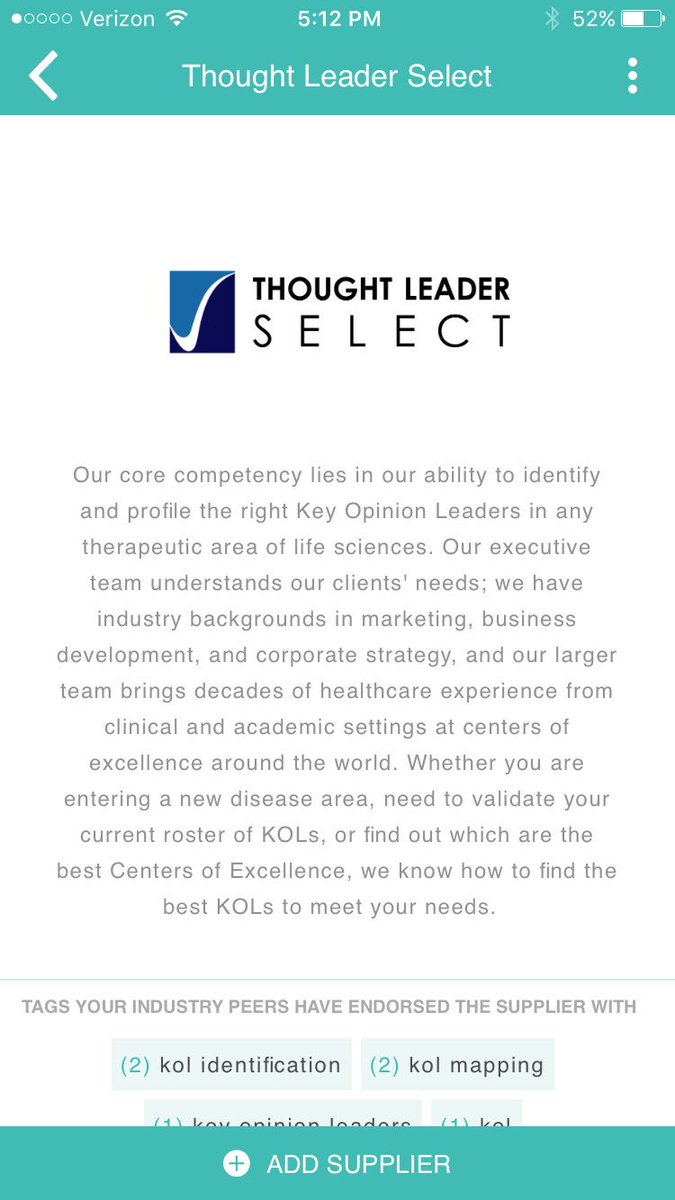 tealbook's tweet photo. Come to tealbook and discover great supplier partners like Thought Leader Select #kol #kolidentification #kolmapping #healthcare @tlselect https://t.co/Si9sV3wgd2