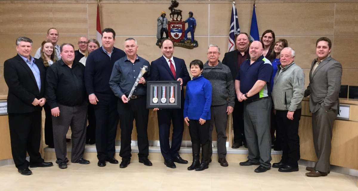 <a href="/NLGamesCBS2016/">NL Games CBS 2016</a> Host Committee Chair <a href="/e_schibler/">Eric Schibler</a> presents medals, torch to Town in appreciation of support for Aug 2016 Games.