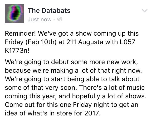 thedatabats's tweet photo. Head's up! We're coming at you again this Friday, live from 211 Augusta Ave in Kensington!
#livemusicToronto #Databatslive https://t.co/lqQf9P8PYD