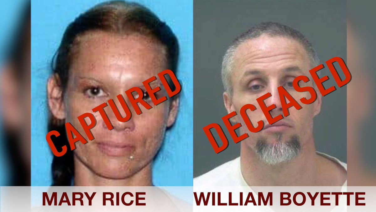 ECSONews's tweet photo. Update: William Boyette is deceased.  Mary Rice has been captured. https://t.co/lWE65pJomS