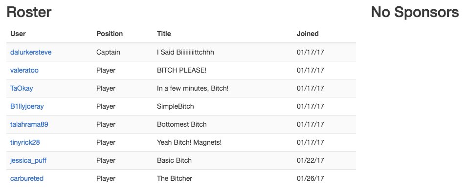 EhmZiv's tweet photo. #BottomBitches finally filled out our @chairleague roster titles. No sponsors, eh? https://t.co/2HUsPl3lpL